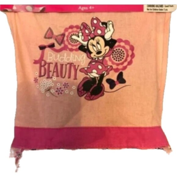 Disney Jr Pink Minnie Mouse Floral & Bow Graphic Ruffle Layers Cotton Tie Apron - Picture 3 of 4